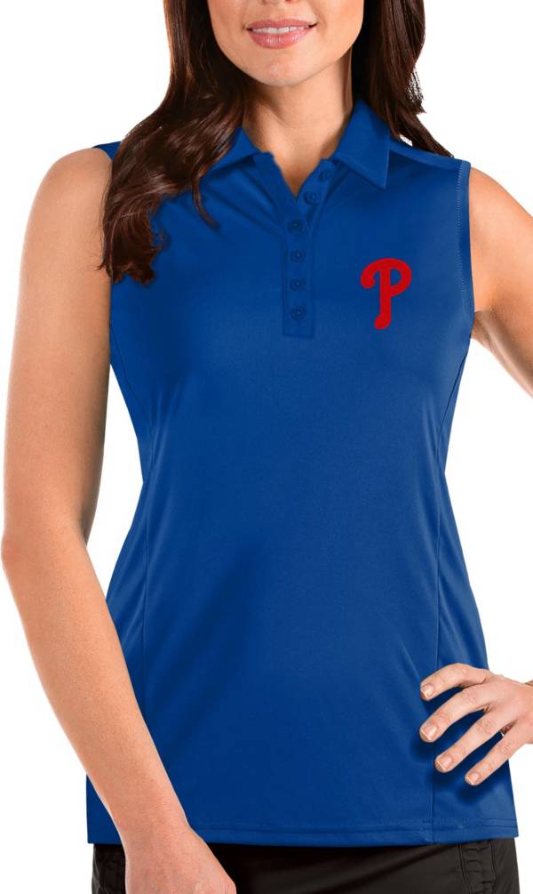 Antigua Women's Philadelphia Phillies Blue Tribute Sleeveless Polo