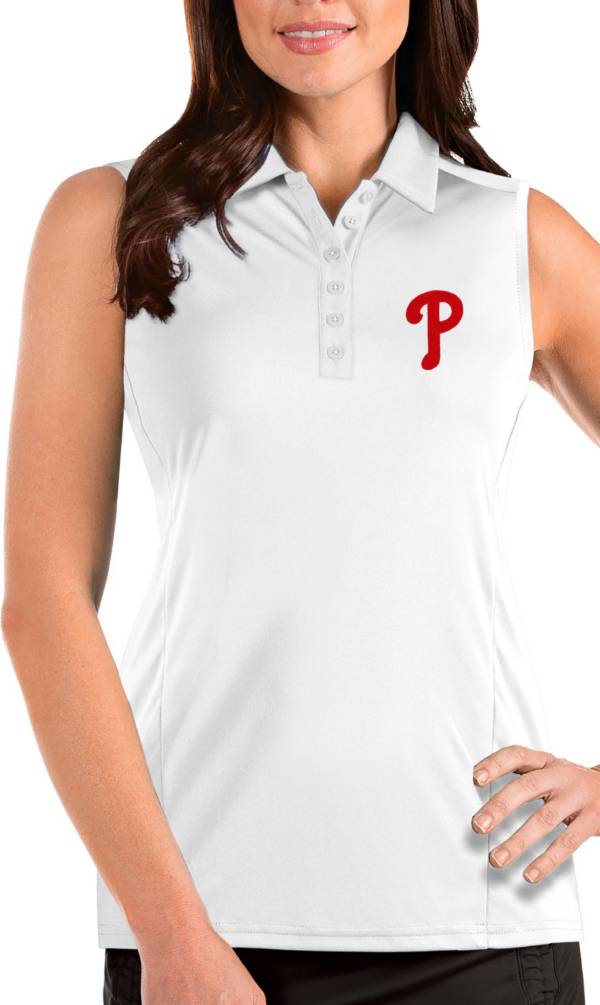 Antigua Women's Philadelphia Phillies White Tribute Sleeveless Polo product image