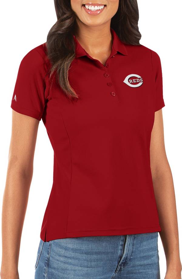 Antigua Women's Cincinnati Reds White Tribute Sleeveless Polo