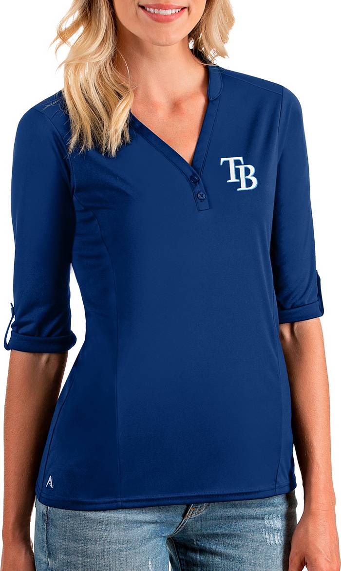 Antigua Women's Tampa Bay Rays Blue Accolade Three-Quarter Sleeve Polo