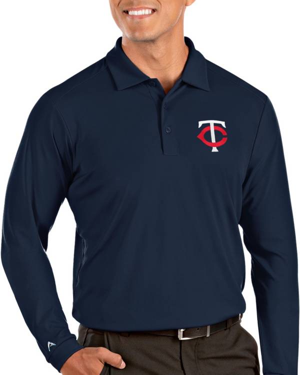 Antigua Men's Minnesota Twins Navy Tribute Long Sleeve Performance Polo