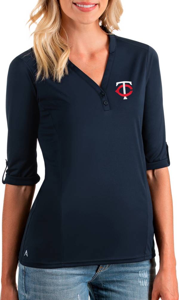 Antigua Women's Minnesota Twins Navy Accolade Three-Quarter Sleeve Polo product image