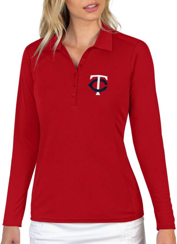 Antigua Women's Minnesota Twins Red Tribute Long Sleeve Performance Polo