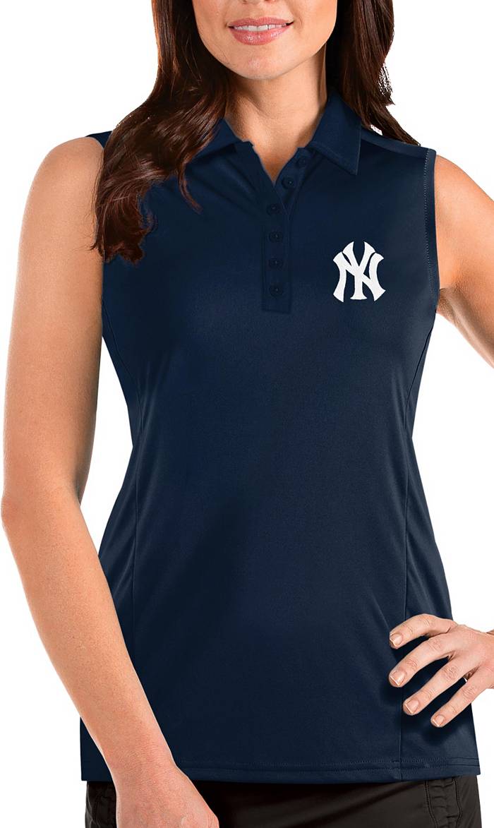 Antigua Women's New York Yankees Navy Tribute Sleeveless Polo