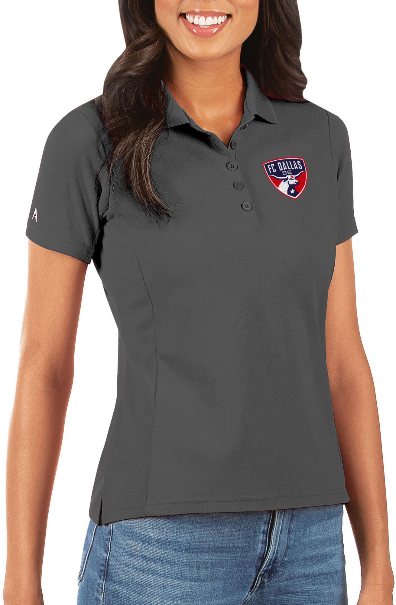 Antigua Women's FC Dallas Grey Legacy Pique Polo