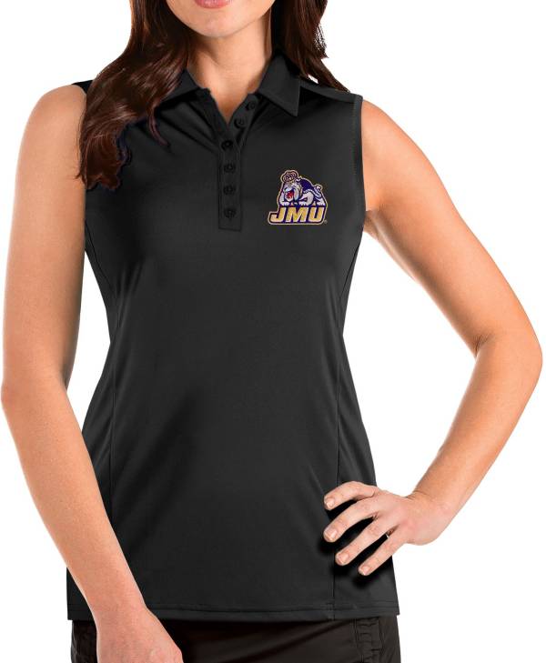 Antigua Women's James Madison Dukes Tribute Sleeveless Tank Black Top product image