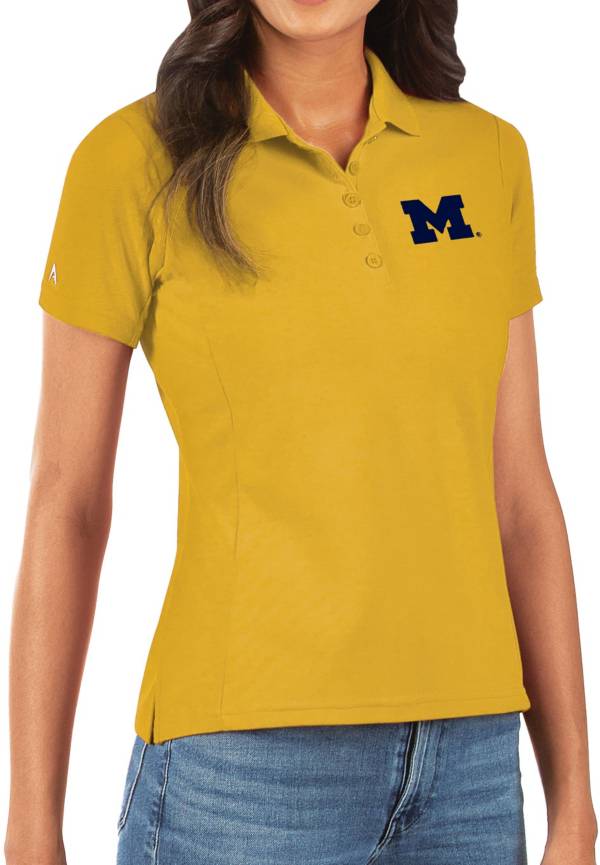 Antigua Women's Michigan Wolverines Maize Legacy Pique Polo product image