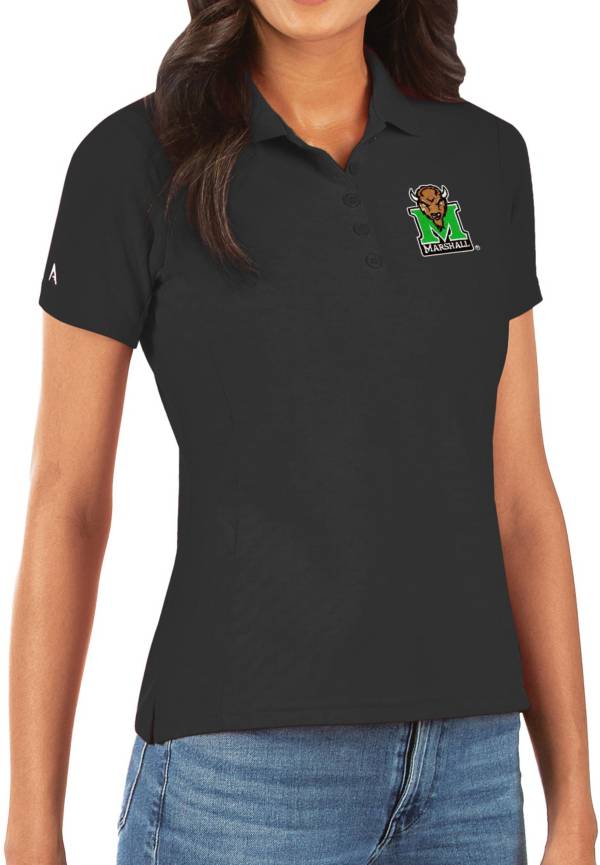 Antigua Women's Marshall Thundering Herd Legacy Pique Black Polo product image