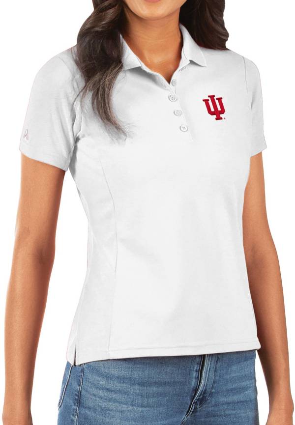 Antigua Women's Indiana Hoosiers Legacy Pique White Polo Golf Galaxy