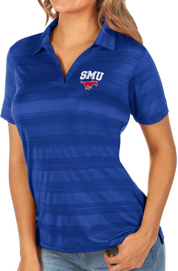 Antigua Women's Southern Methodist Mustangs Blue Compass Polo product image