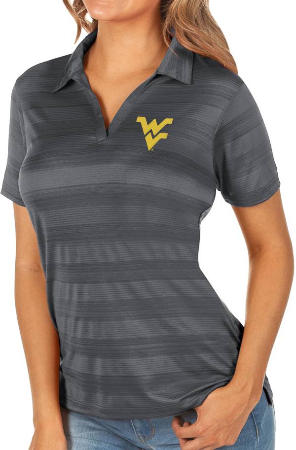 Antigua Women's West Virginia Mountaineers Grey Compass Polo product image