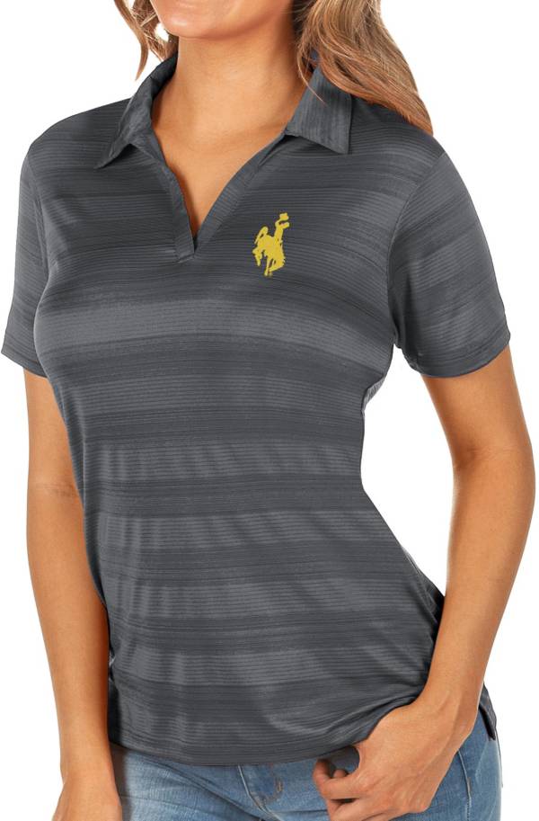 Antigua Women's Wyoming Cowboys Grey Compass Polo product image