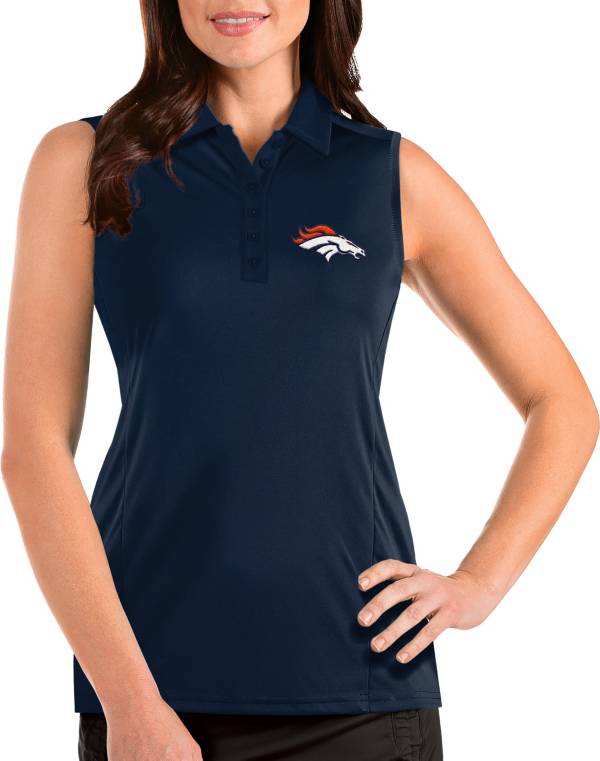 Antigua Women's Denver Broncos Tribute Sleeveless Navy Performance Polo product image