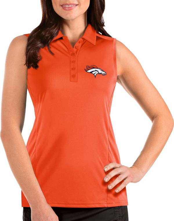 Antigua Women's Denver Broncos Tribute Sleeveless Orange Performance Polo product image
