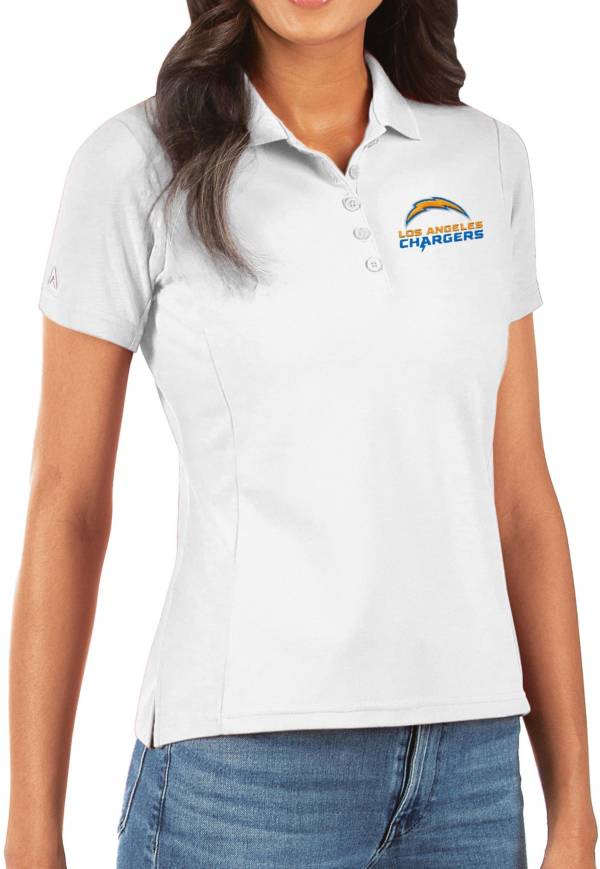 Antigua Women's Los Angeles Chargers White Legacy Pique Polo