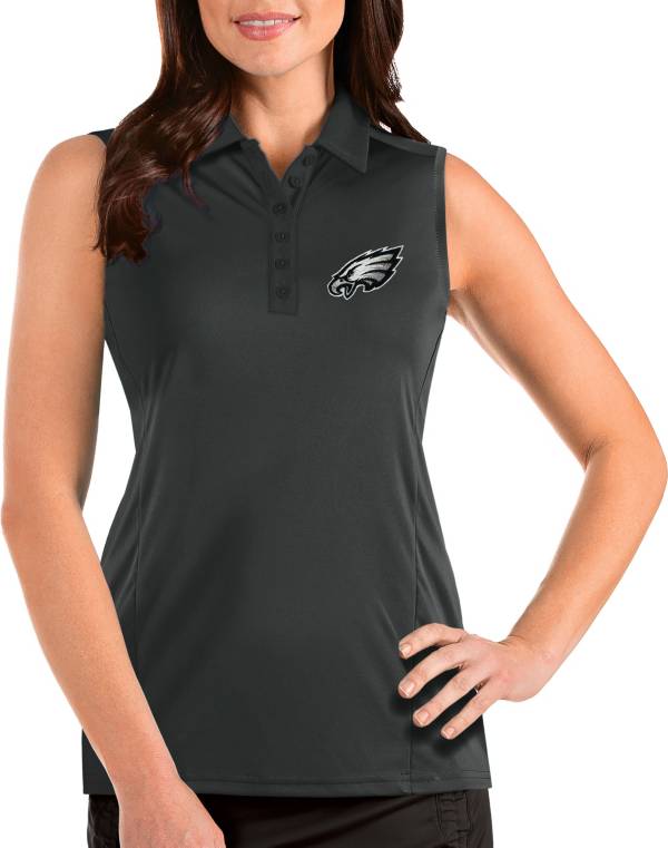 Antigua Women's Philadelphia Eagles Tribute Sleeveless Grey Performance  Polo