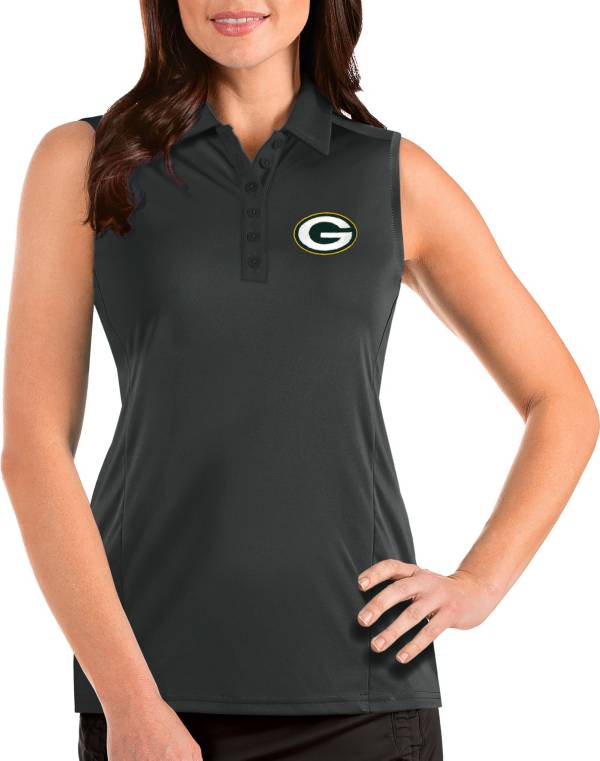 Antigua Women's Green Bay Packers Tribute Sleeveless Grey Performance Polo product image