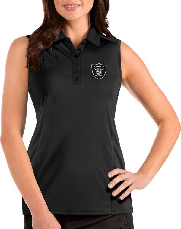 Antigua Women's Las Vegas Raiders Tribute Sleeveless Black Performance Polo product image