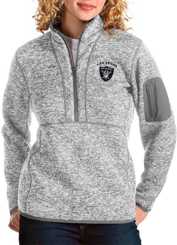 Antigua Women's Las Vegas Raiders Fortune Grey Quarter-Zip Pullover product image
