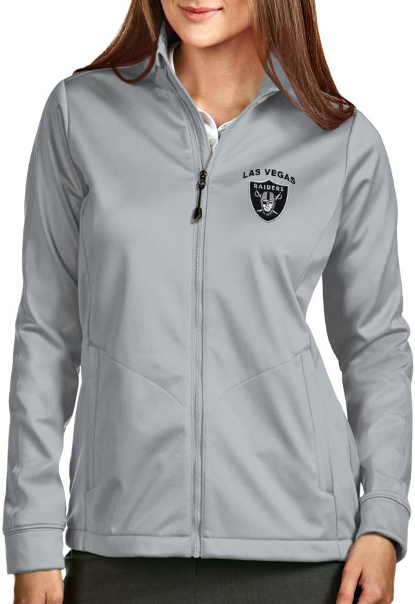 Antigua Women's Las Vegas Raiders Silver Full-Zip Golf Jacket