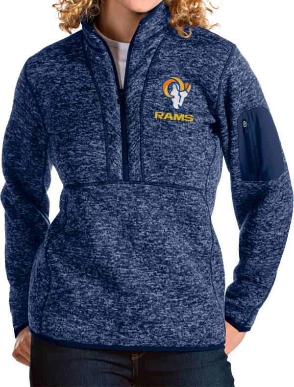Antigua Women's Los Angeles Rams Navy Fortune Pullover Jacket