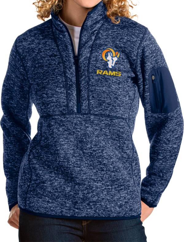 Antigua Women's Los Angeles Rams Navy Fortune Pullover Jacket