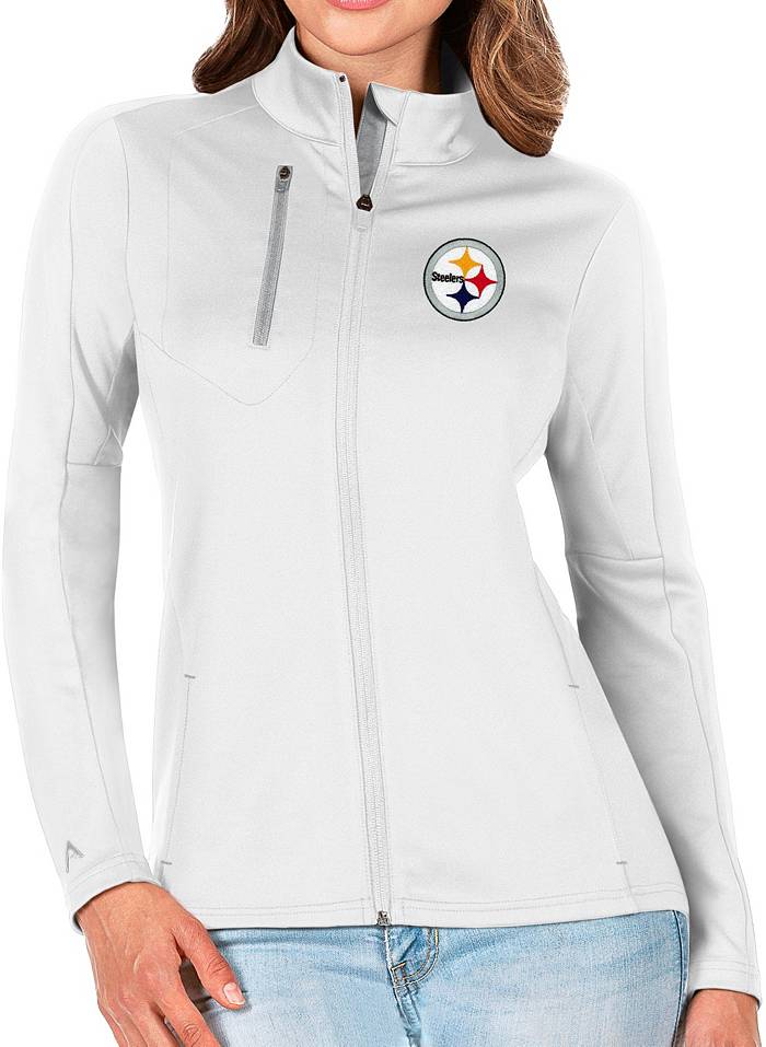 Antigua Women's Pittsburgh Steelers White Generation Full-Zip