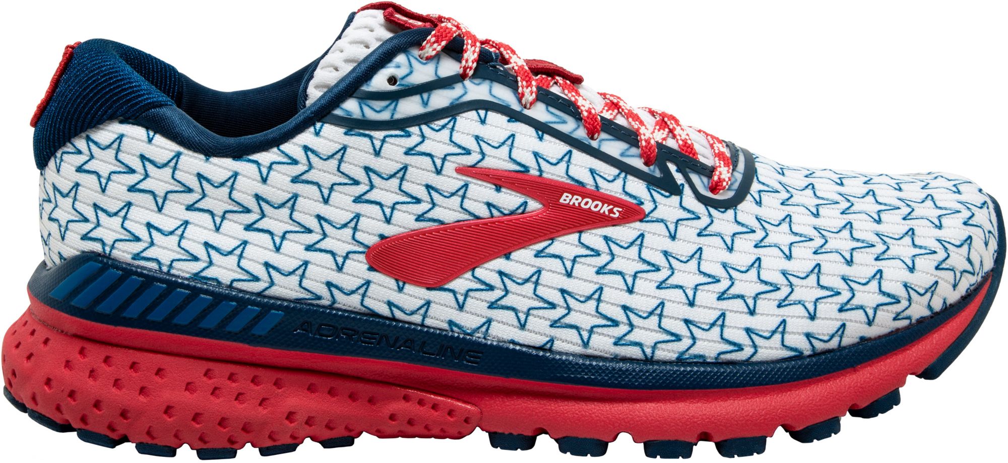 brooks red white and blue running shoes