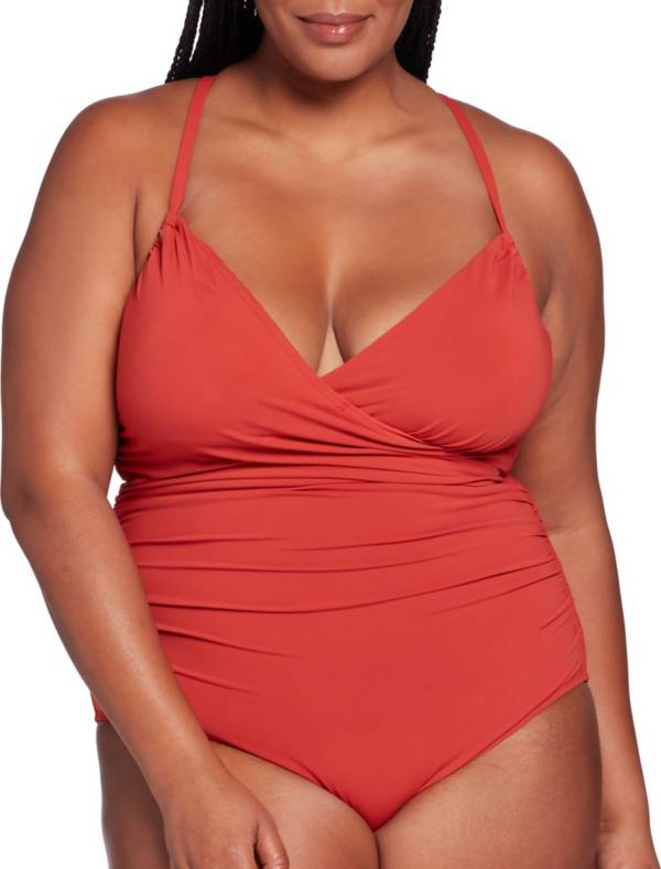 CALIA by Carrie Underwood Women's Plus Size Ruched One Piece Swimsuit