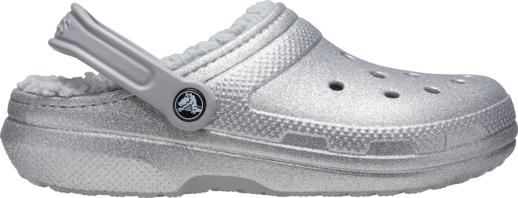 silver glitter crocs women's