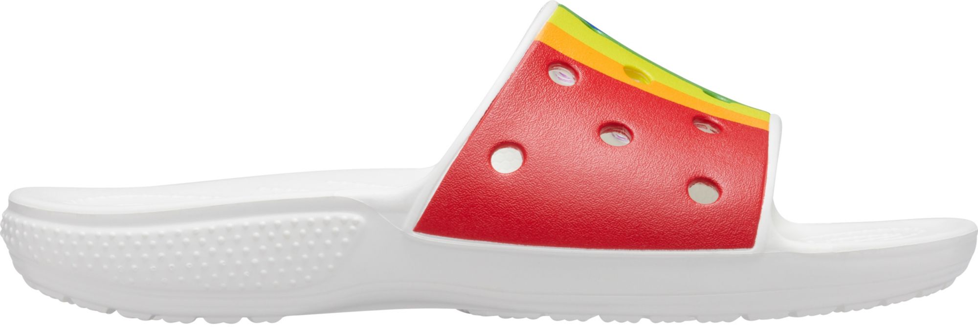 crocs rainbow slides