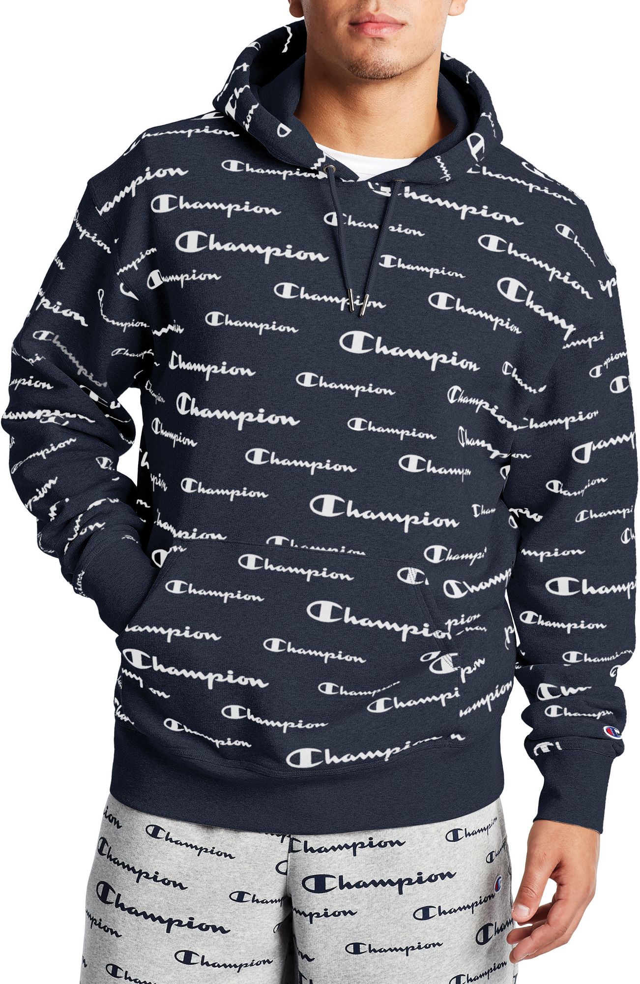 mens navy blue champion hoodie