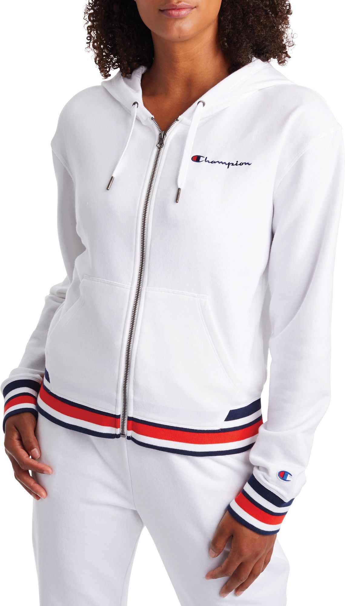 champion white zip hoodie