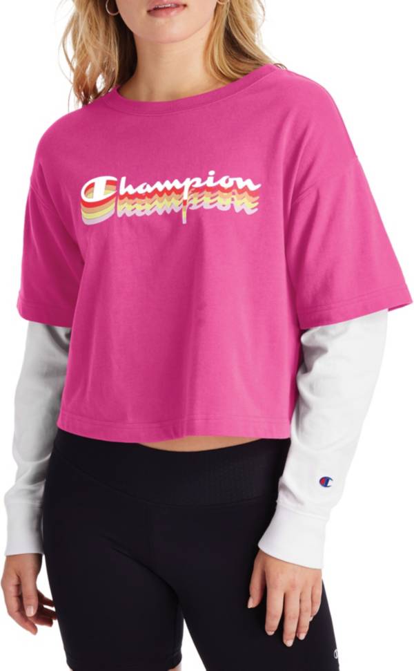 Champion Women's Cropped 2-Fer T-Shirt