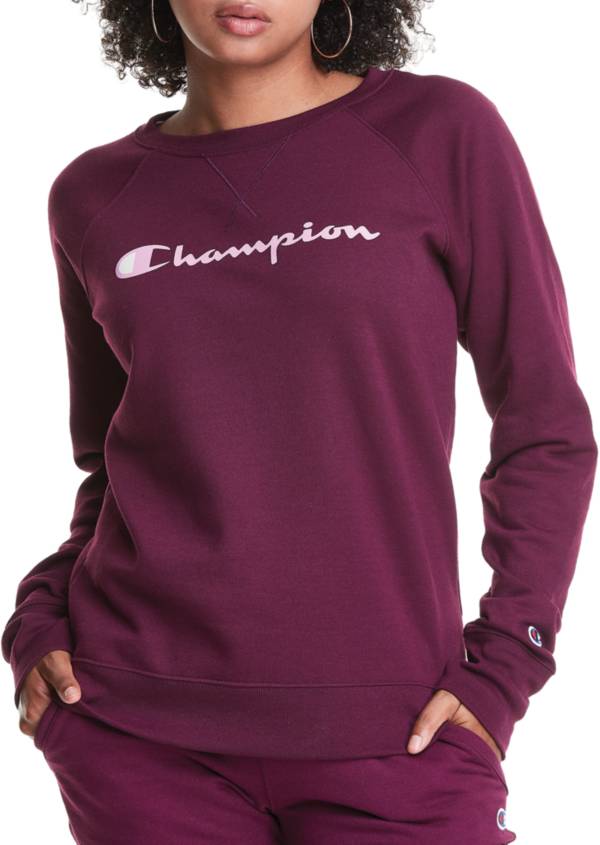 Champion Women's Script Logo Powerblend Boyfriend Crew Sweatshirt