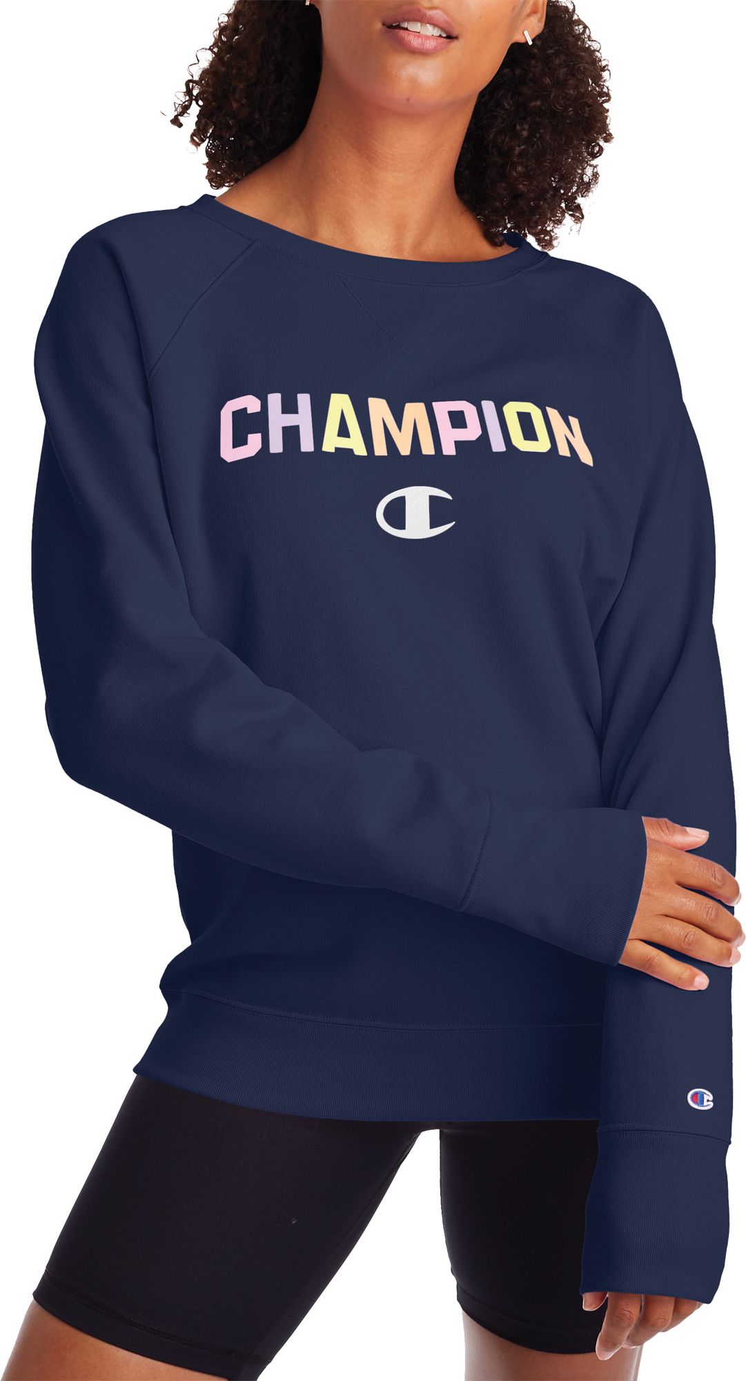 champion women's powerblend boyfriend crew pullover