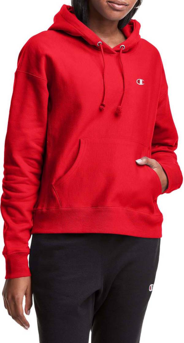 Champion red best sale hoodie women's