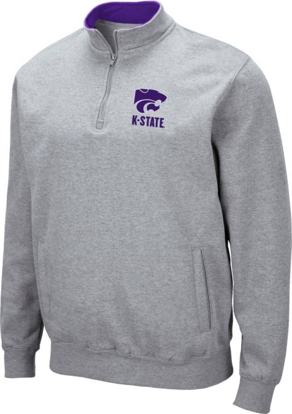 Colosseum Men's Kansas State Wildcats Grey Fleece Quarter-Zip Shirt