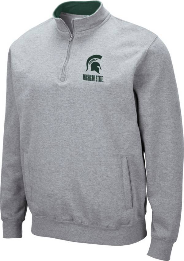 Colosseum Men's Michigan State Spartans Grey Fleece Quarter-Zip Shirt