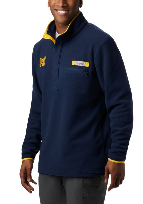 Columbia Men s Michigan Wolverines Blue Harborside Fleece Pullover