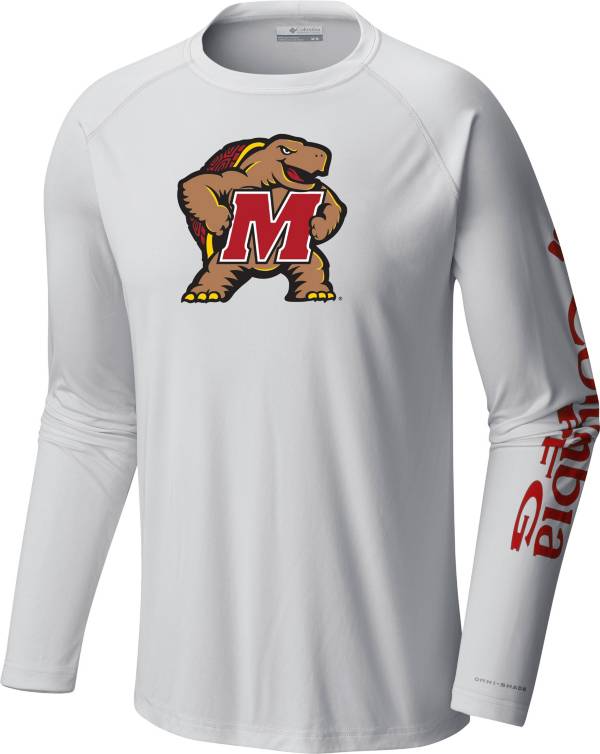 Columbia Men's Maryland Terrapins Terminal Tackle Long Sleeve White T-Shirt