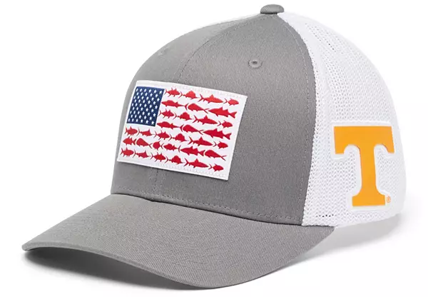 Columbia Men's Georgia Bulldogs Grey PFG Fish Flag Mesh Fitted Hat
