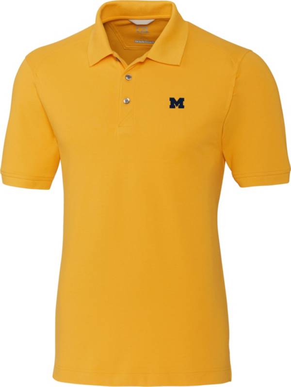 Cutter & Buck Men's Michigan Wolverines Gold Advantage Long Sleeve Polo product image