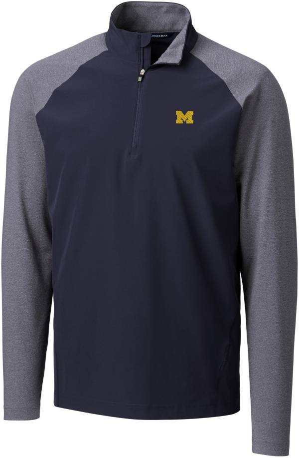 Cutter & Buck Men's Michigan Wolverines Blue Response Half-Zip Shirt product image