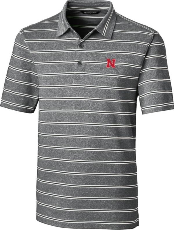 Cutter & Buck Men's Nebraska Cornhuskers Forge Black Polo