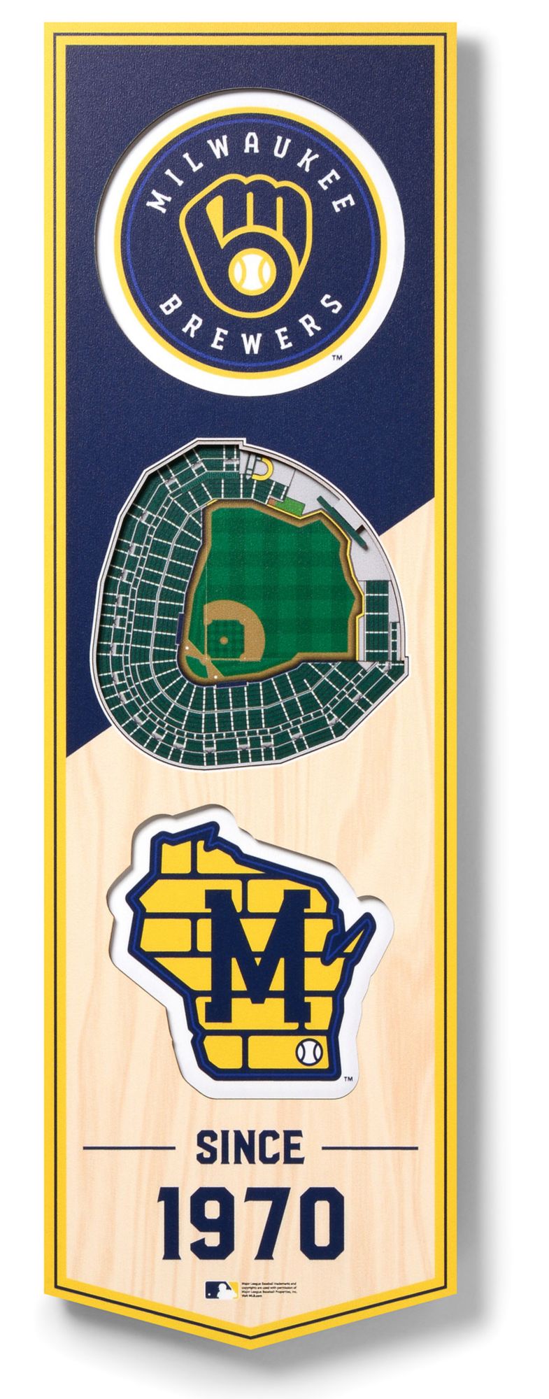 YouTheFan Milwaukee Brewers 6''x19'' 3-D Banner product image