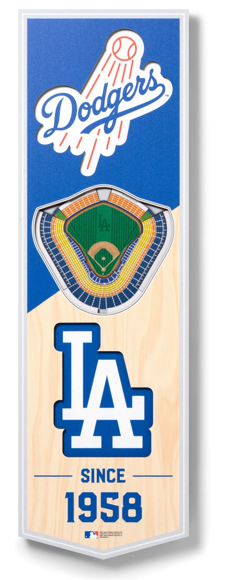 YouTheFan Los Angeles Dodgers 6''x19'' 3-D Banner product image