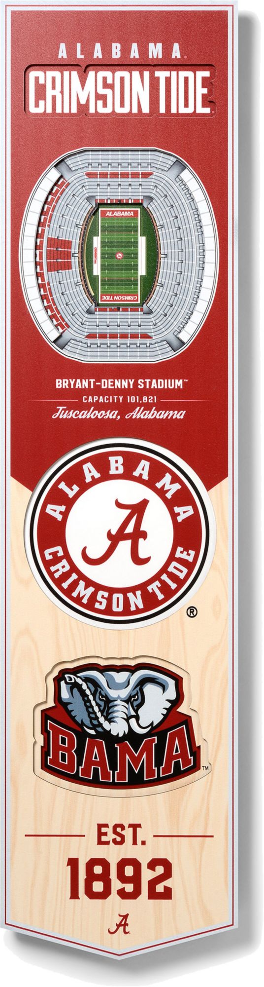 YouTheFan Alabama Crimson Tide 8"x32" 3-D Banner product image
