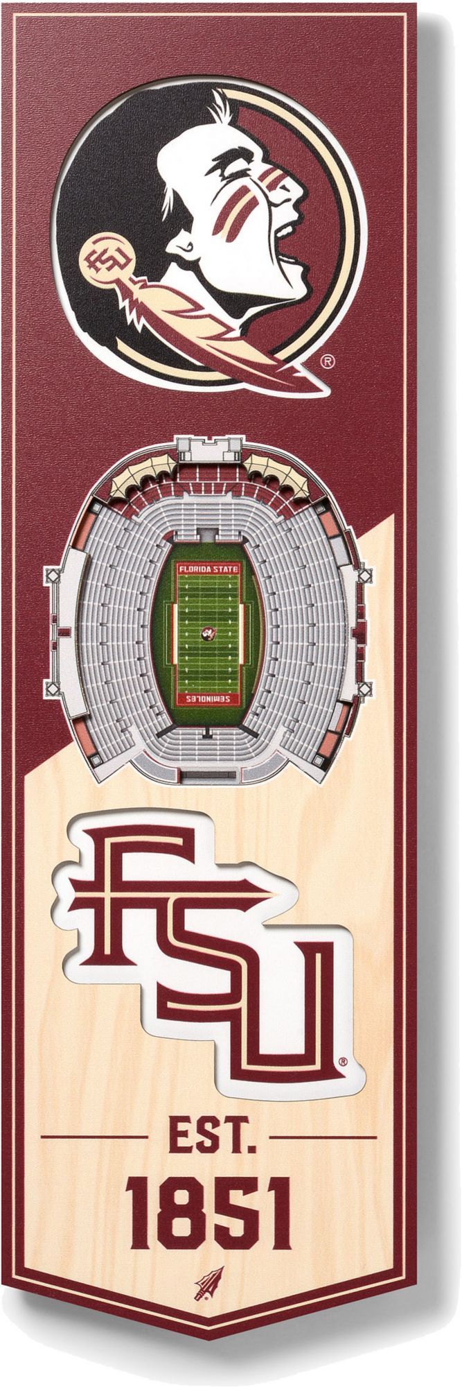 YouTheFan Florida State Seminoles 6"x19" 3-D Banner product image