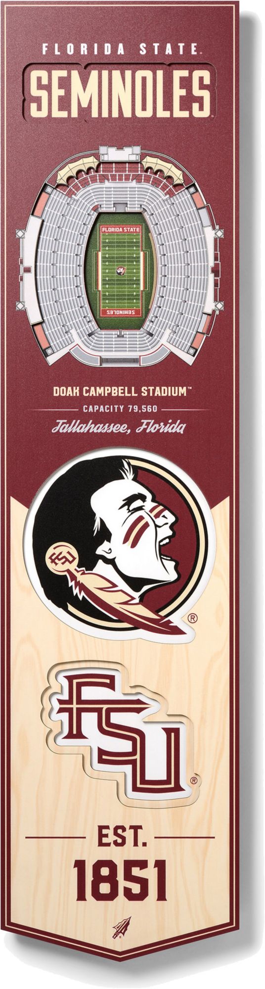 YouTheFan Florida State Seminoles 8"x32" 3-D Banner product image